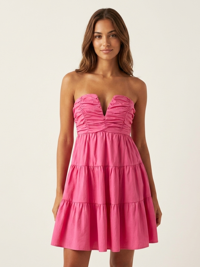 Abito Please Rosa Fucsia a Balze