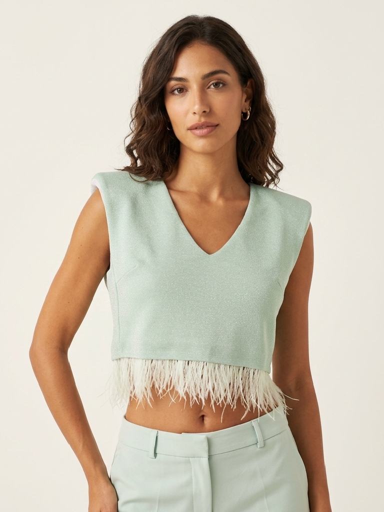 Top Lumina con Piume Lurex