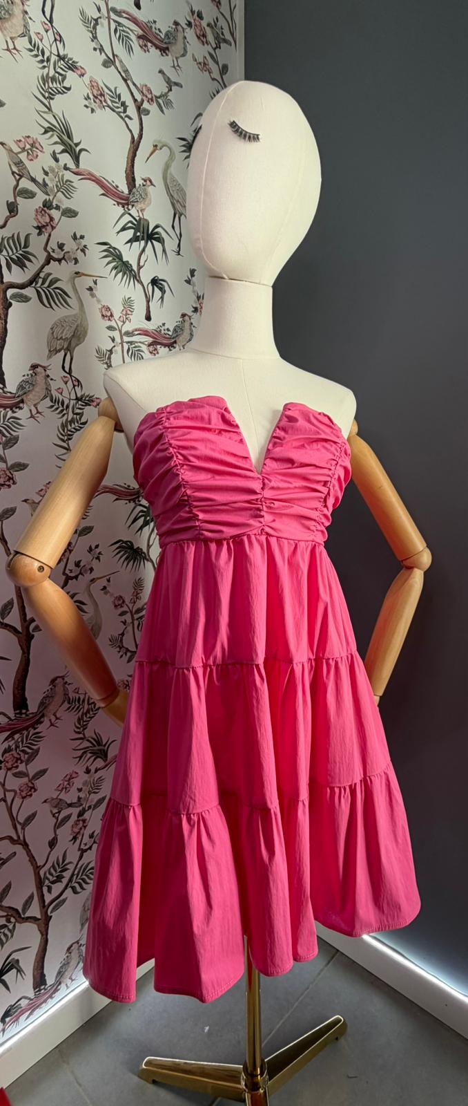 Abito Please Rosa Fucsia a Balze - Image 2