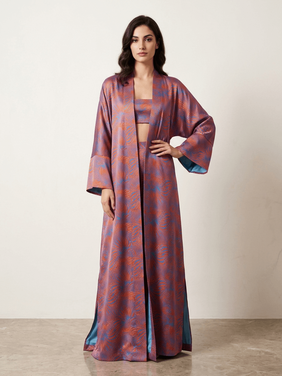 Completo Kimono e Top Danamé Turchese e Arancio