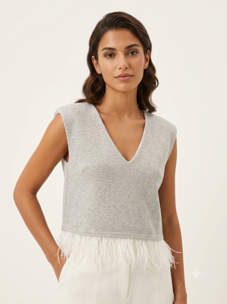 Maglia Corta Lumina con Piume